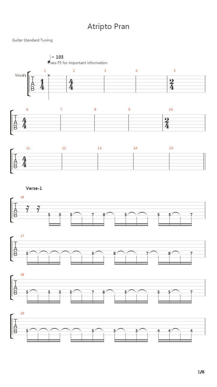 Atripto Pran吉他谱