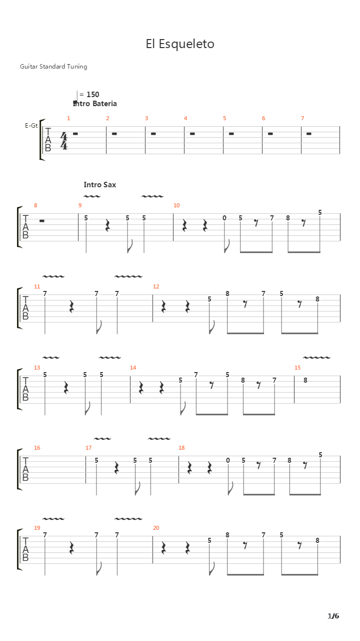El Esqueleto吉他谱