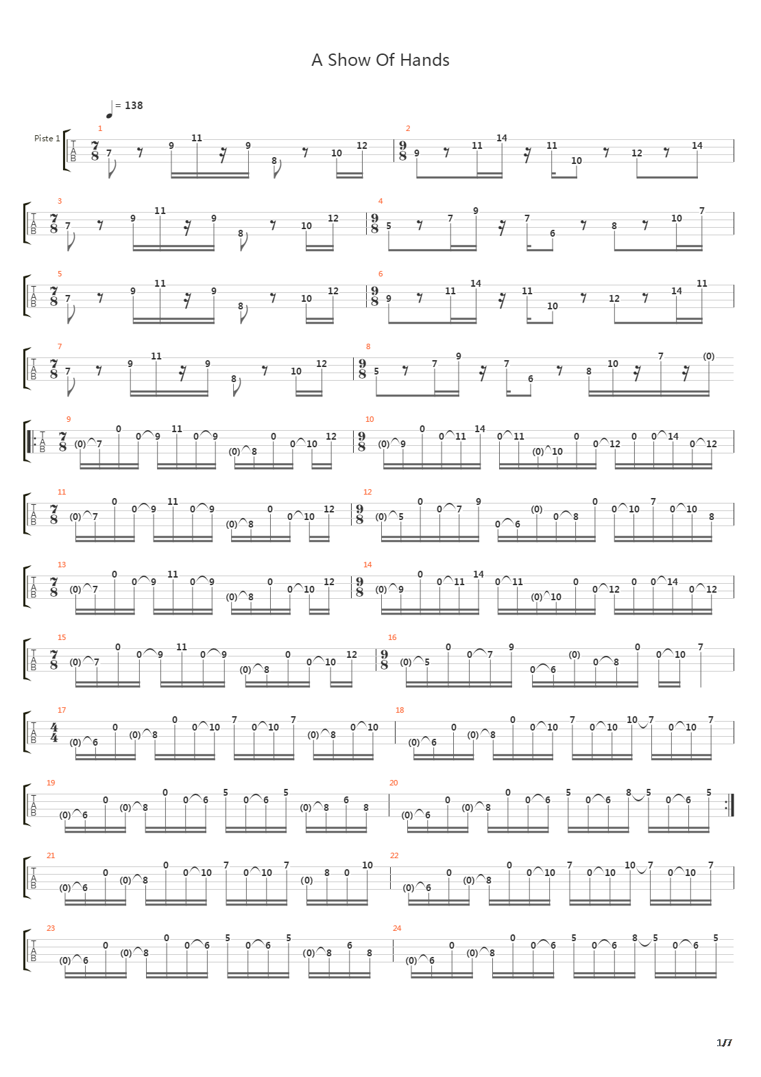 A Show Of Hands吉他谱