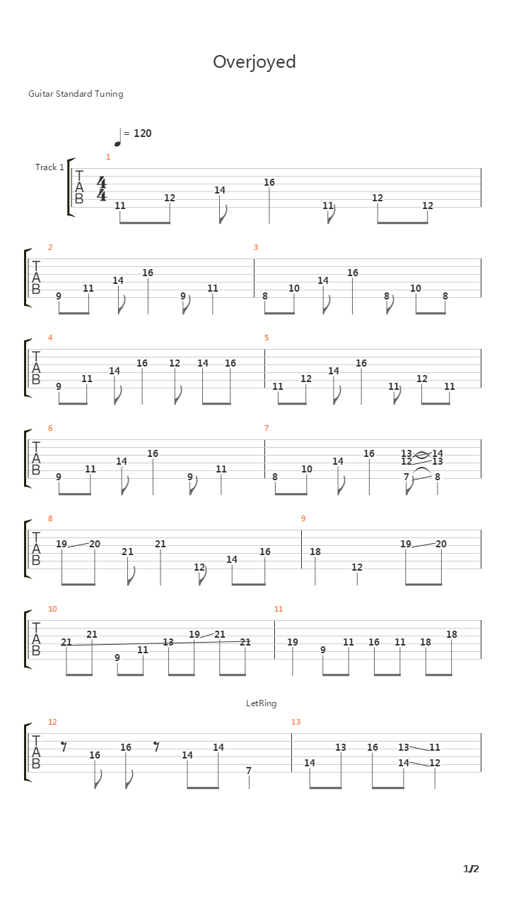 Overjoyed吉他谱