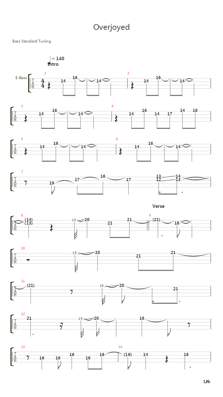 Overjoyed吉他谱