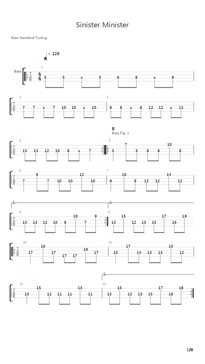 Sinister Minister吉他谱