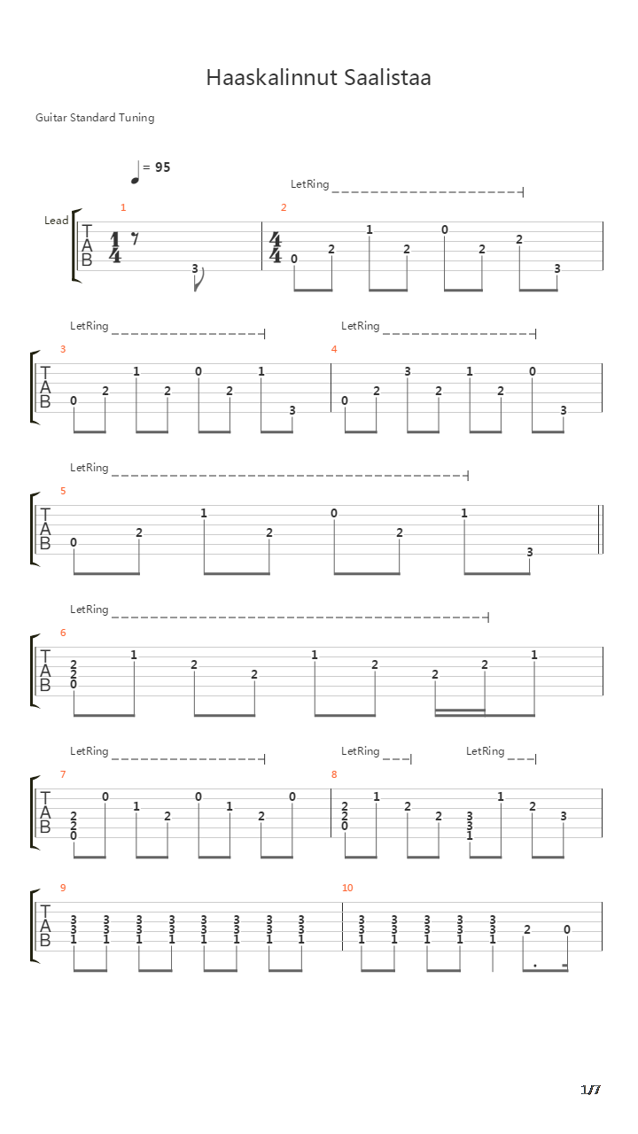 Haaskalinnut Saalistaa吉他谱