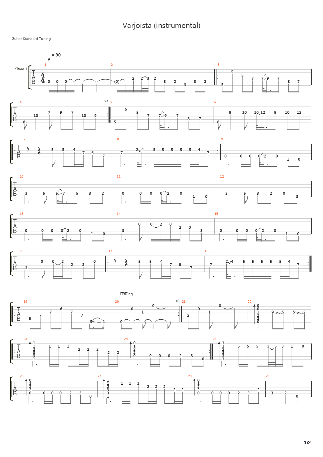 Varjoista Istrumental吉他谱