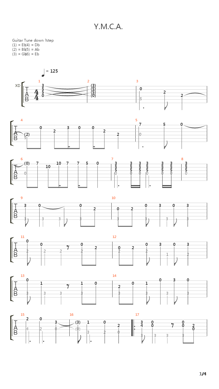 Ymca吉他谱