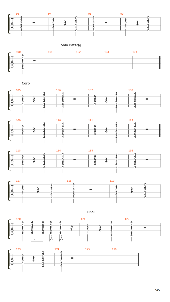Auto Rojo吉他谱