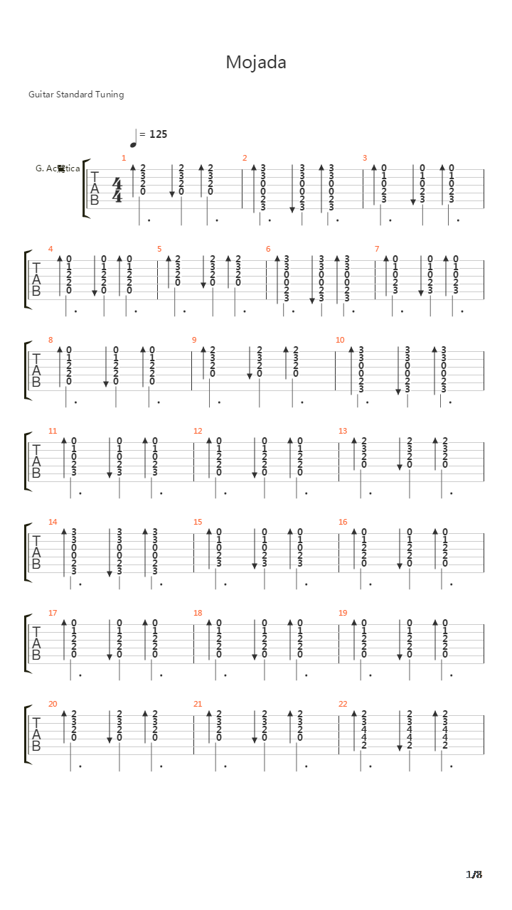 Mojada吉他谱