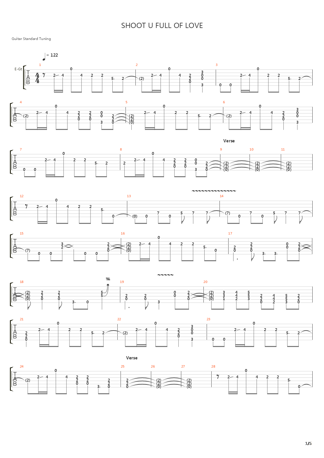 Shoot U Full Of Love吉他谱