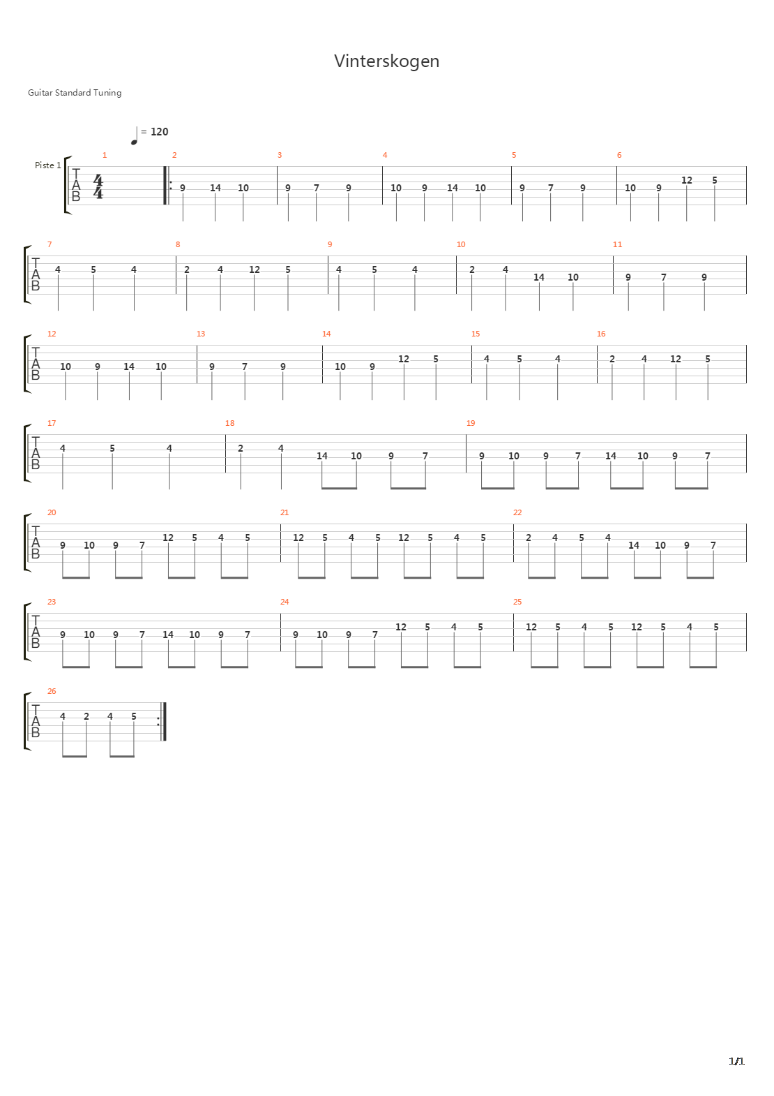 Vinterskogen吉他谱