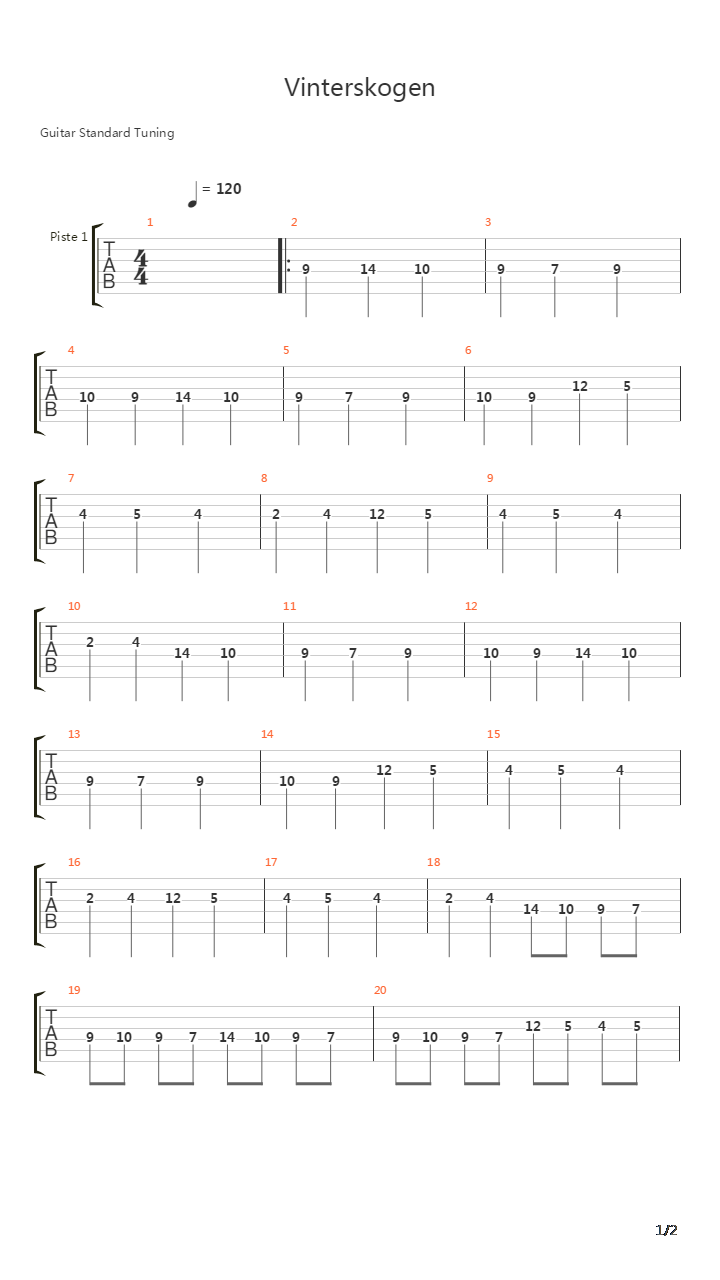 Vinterskogen吉他谱