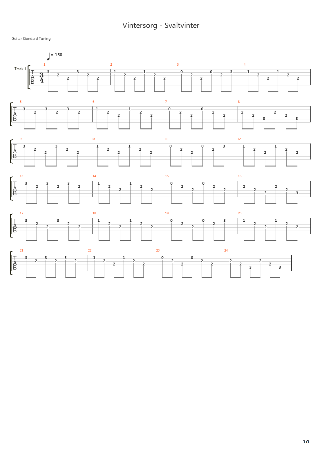 Svaltvinter吉他谱