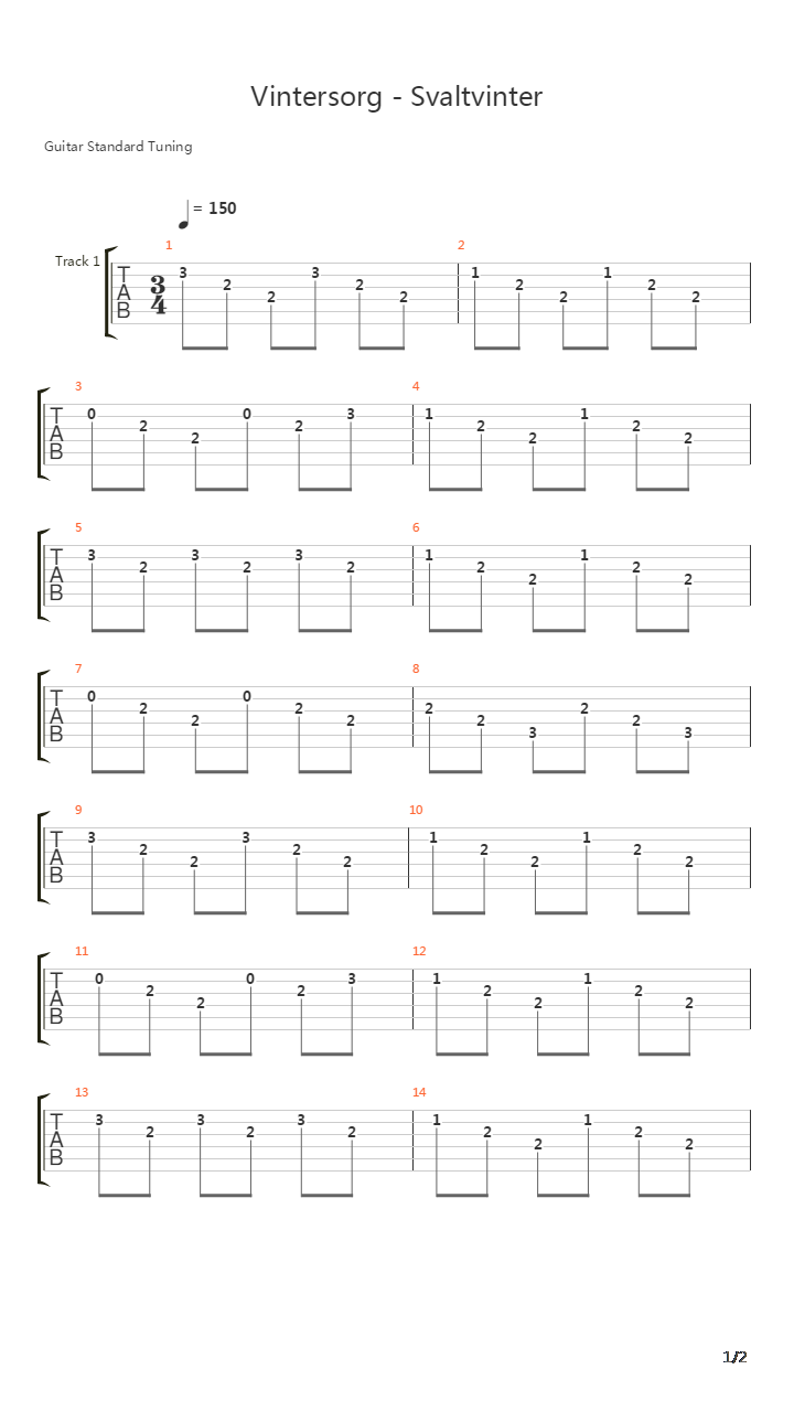 Svaltvinter吉他谱