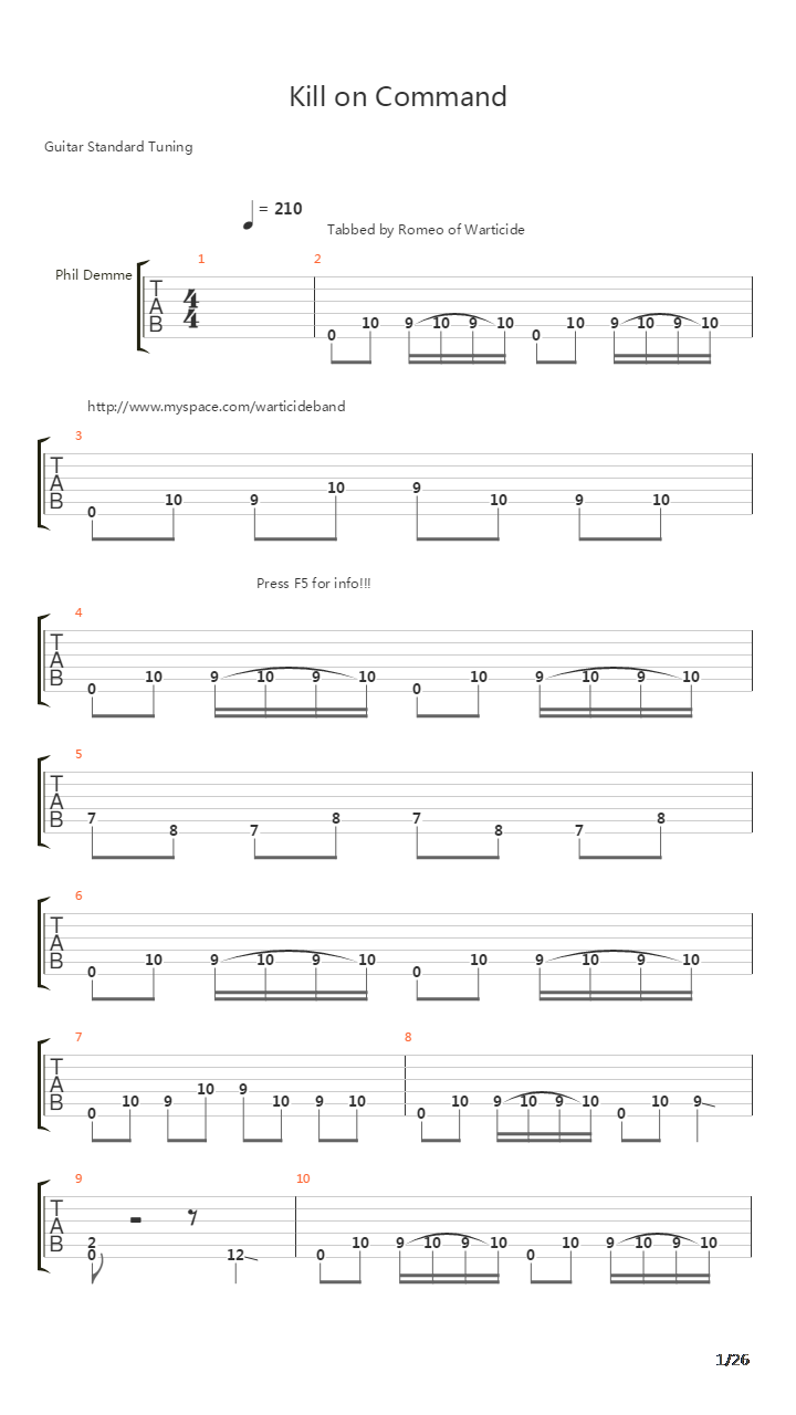 Kill On Command吉他谱