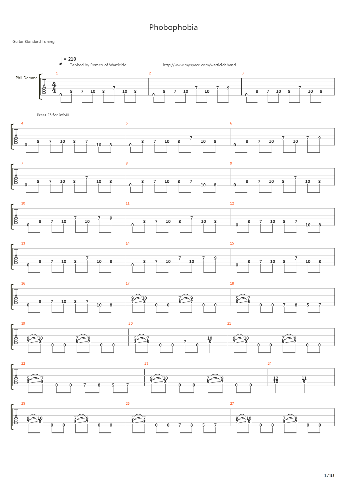 Phobophobia吉他谱