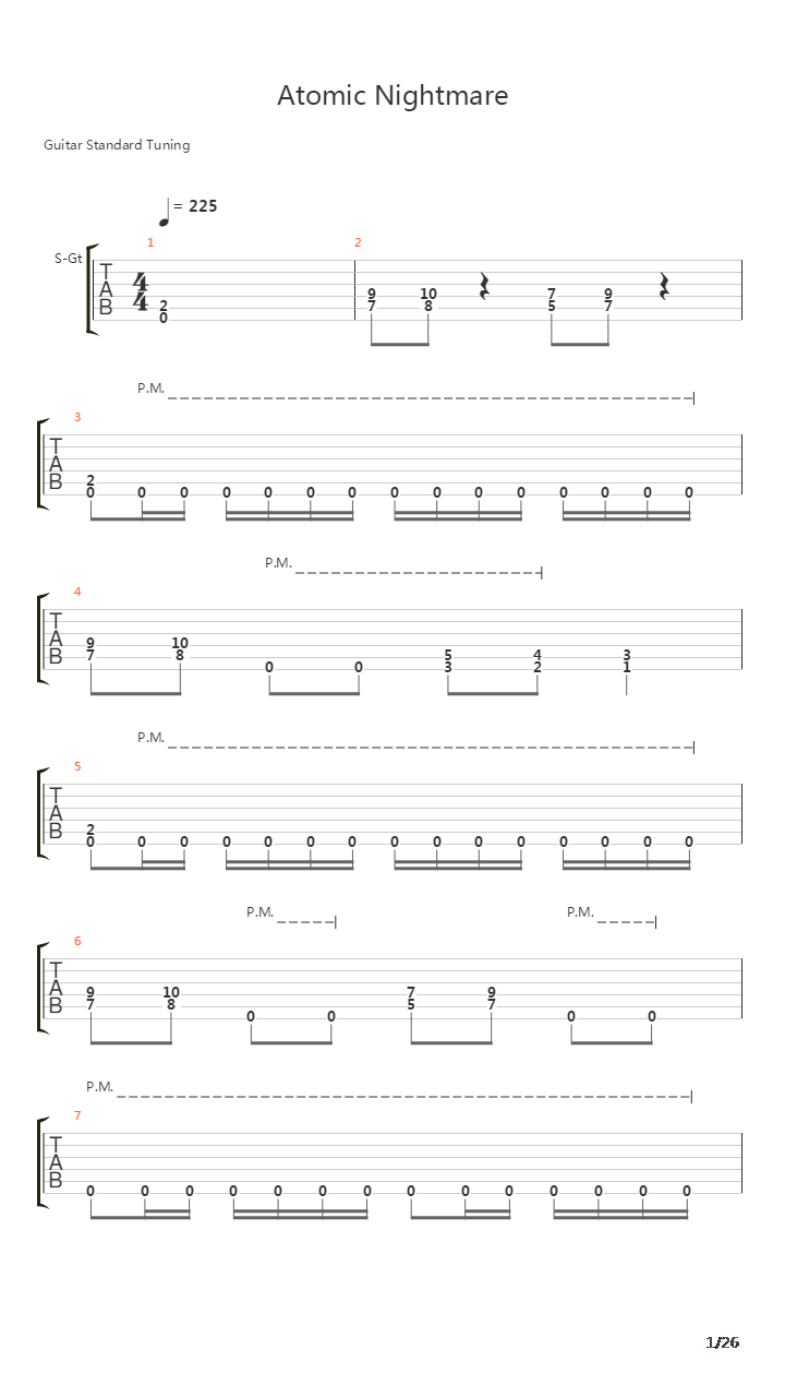 Atomic Nightmare吉他谱