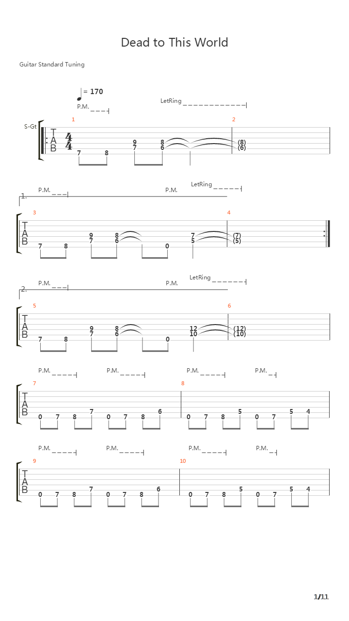 Dead To This World吉他谱