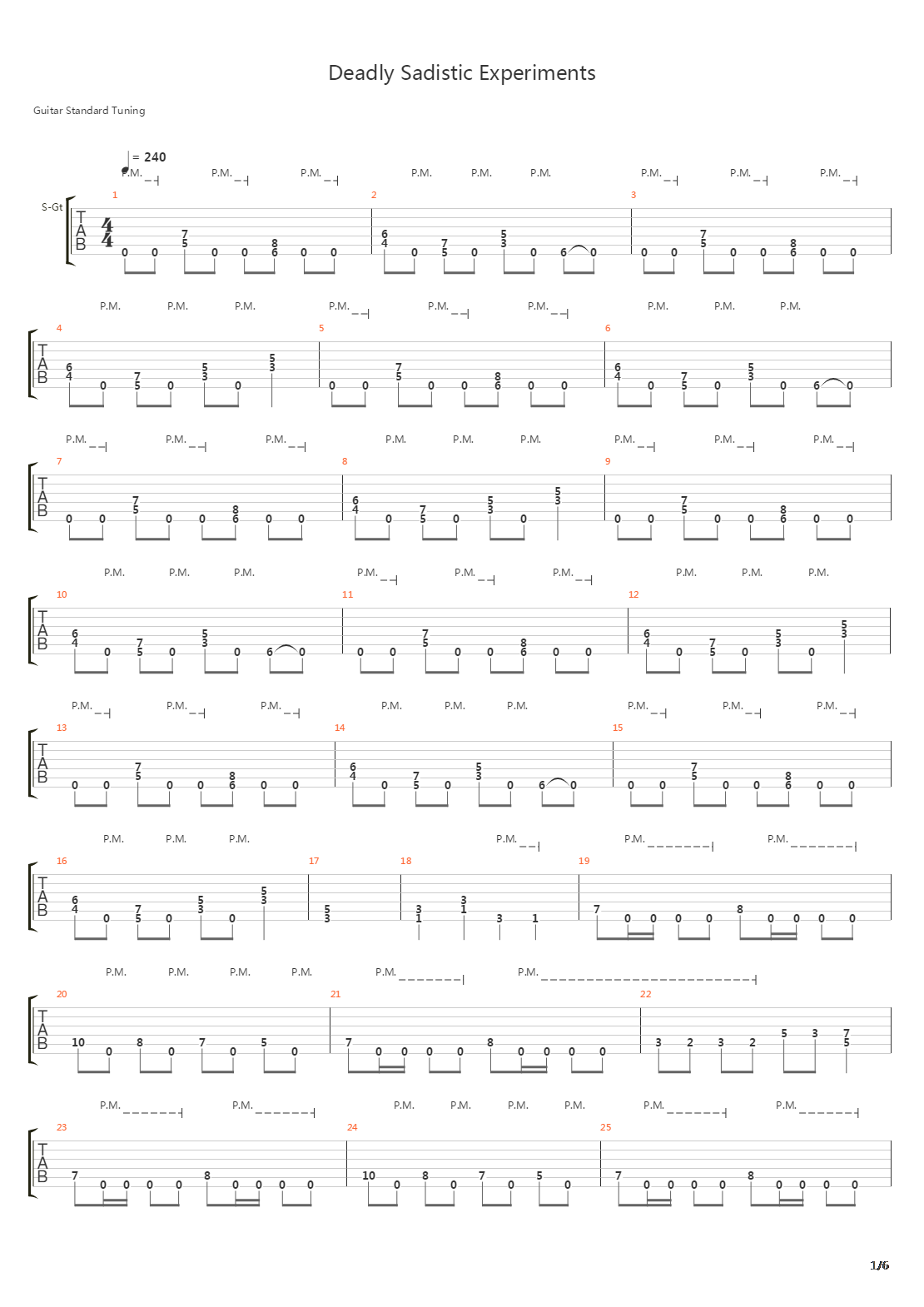 Deadly Sadistic Experiments吉他谱