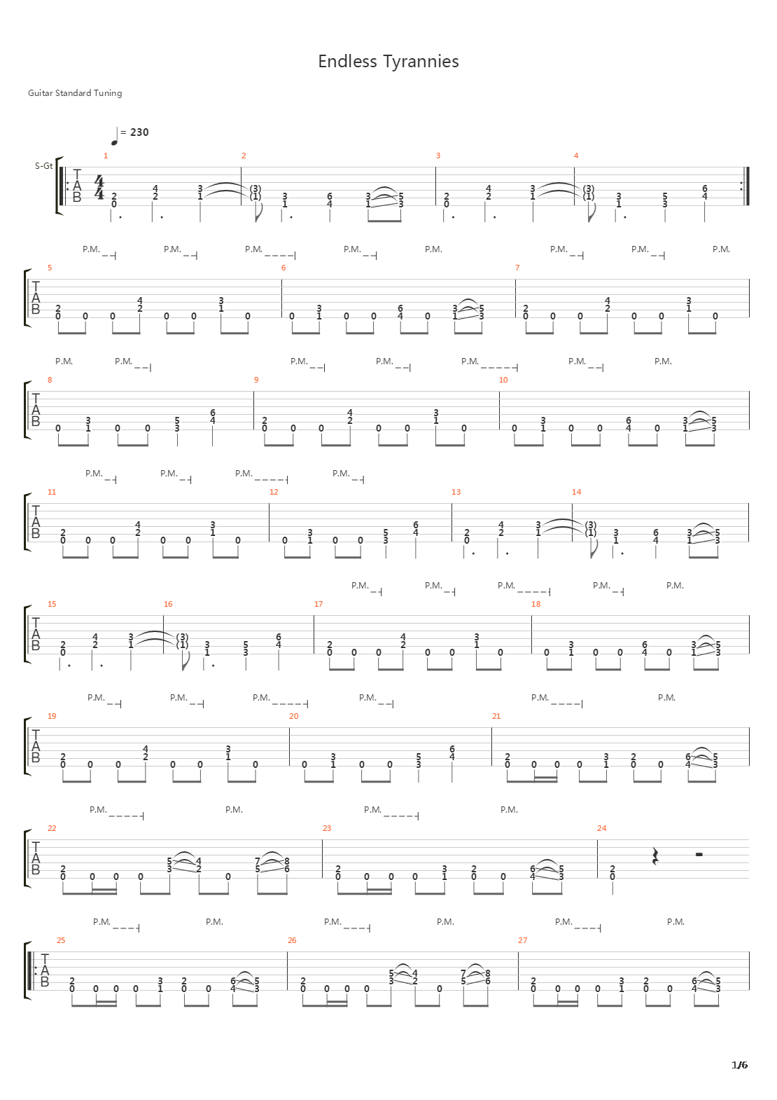 Endless Tyrannies吉他谱