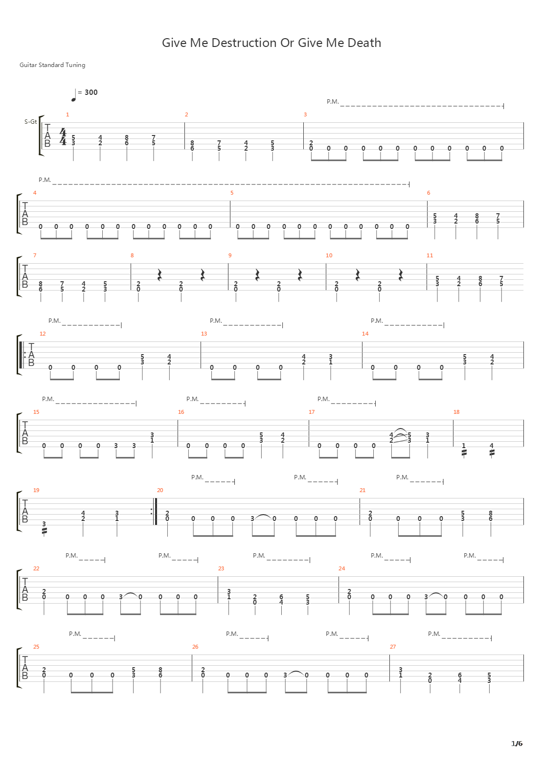 Give Me Destruction Or Give Me Death吉他谱