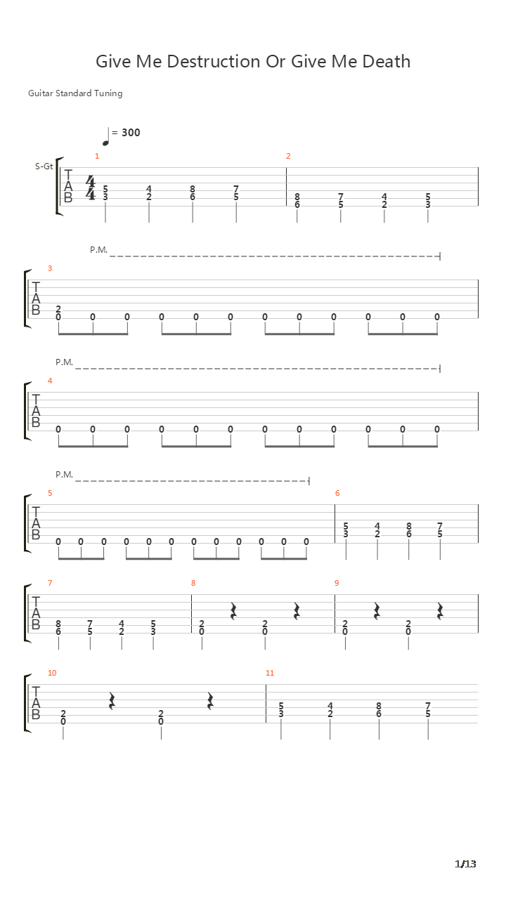 Give Me Destruction Or Give Me Death吉他谱