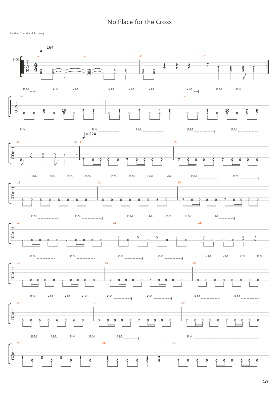 No Place For The Cross吉他谱