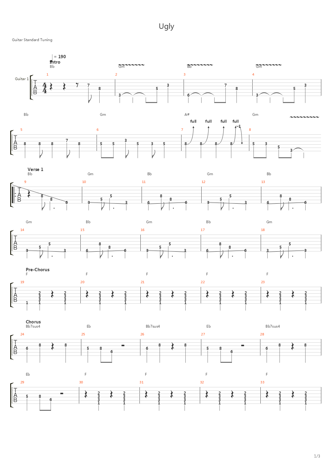 Ugly吉他谱