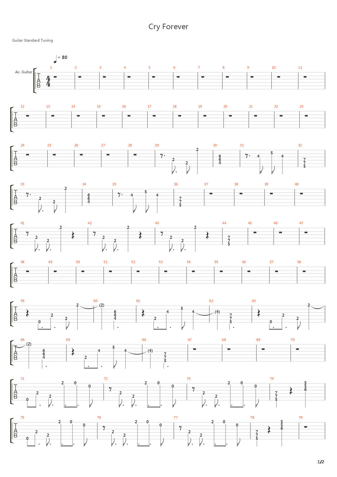 Cry Forever吉他谱