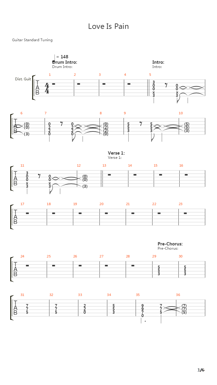 Love Is Pain吉他谱