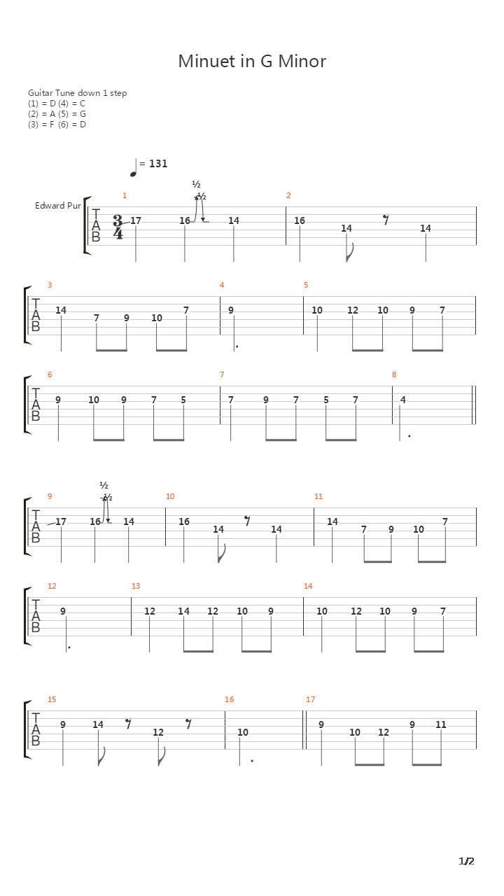Minuet In G Minor吉他谱