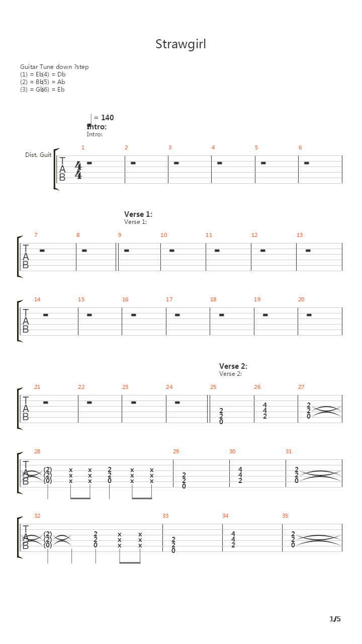 Strawgirl吉他谱