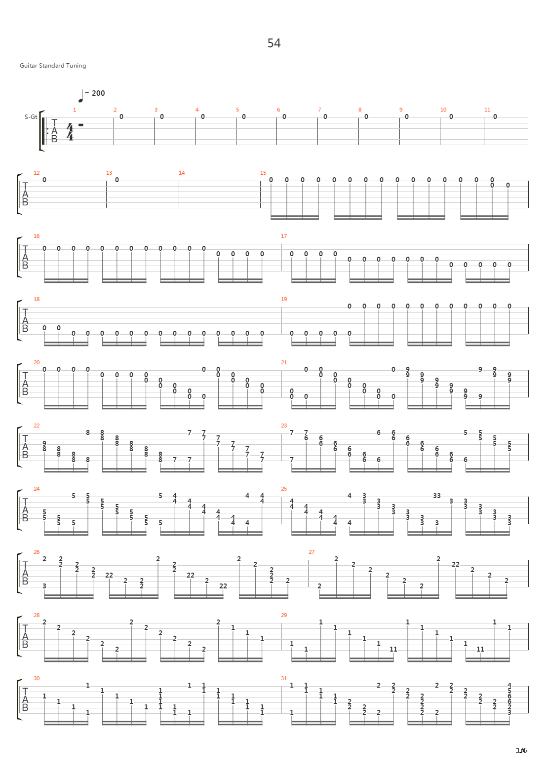 54吉他谱