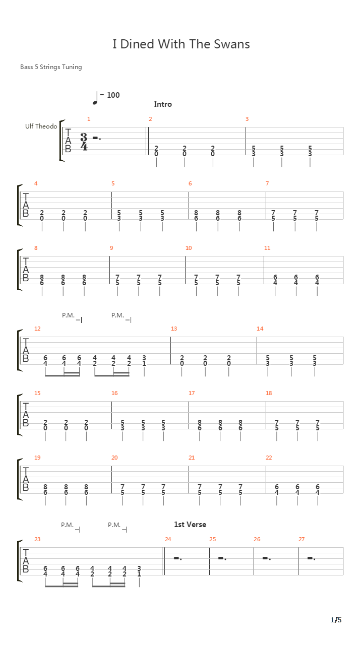 I Dined With The Swans吉他谱