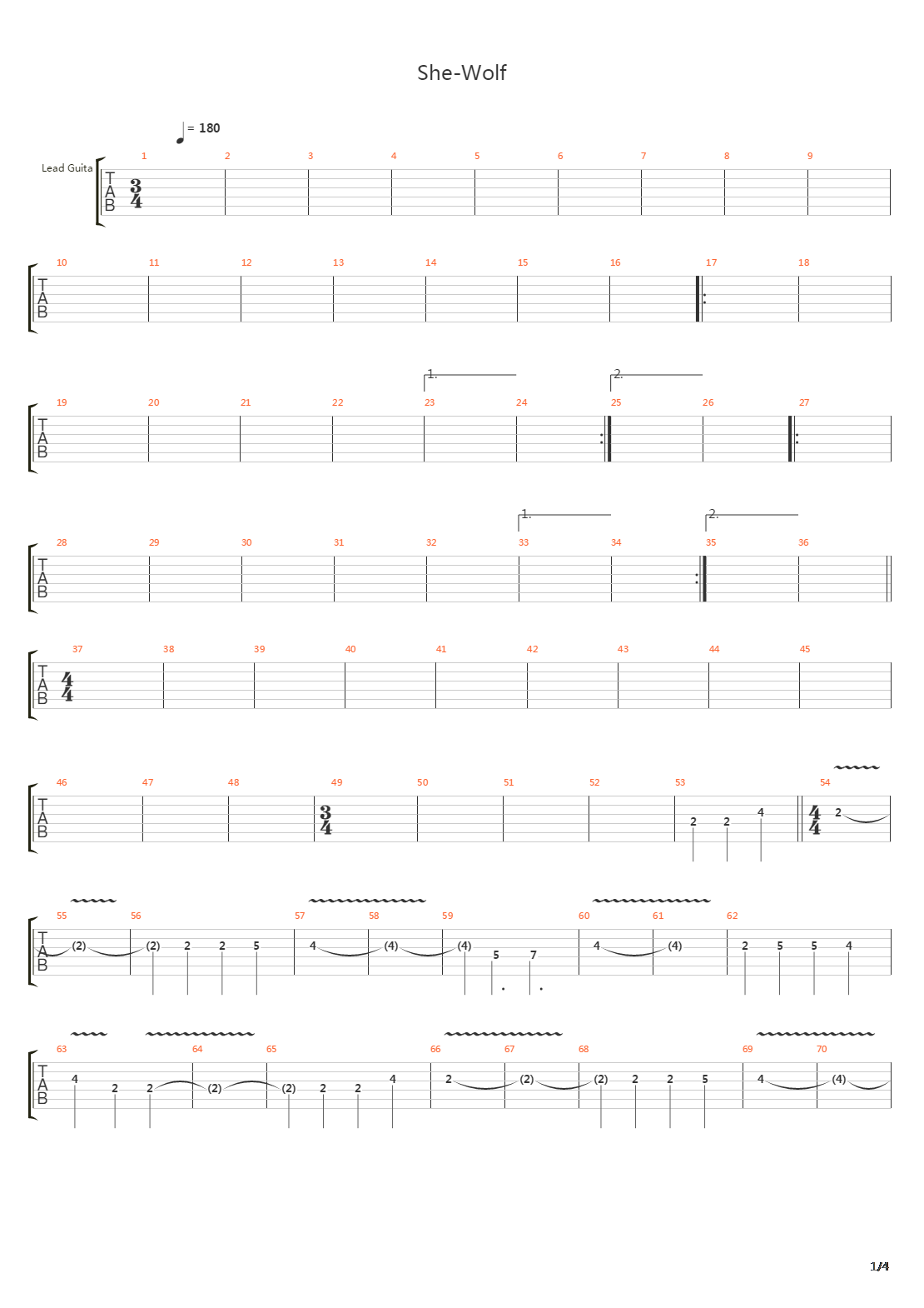 She-wolf吉他谱