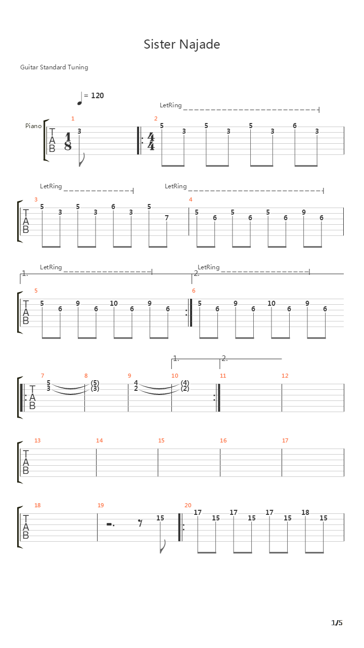 Sister Najade吉他谱