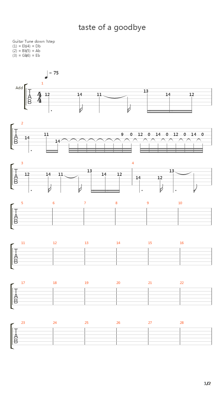 Taste Of A Goodbye吉他谱