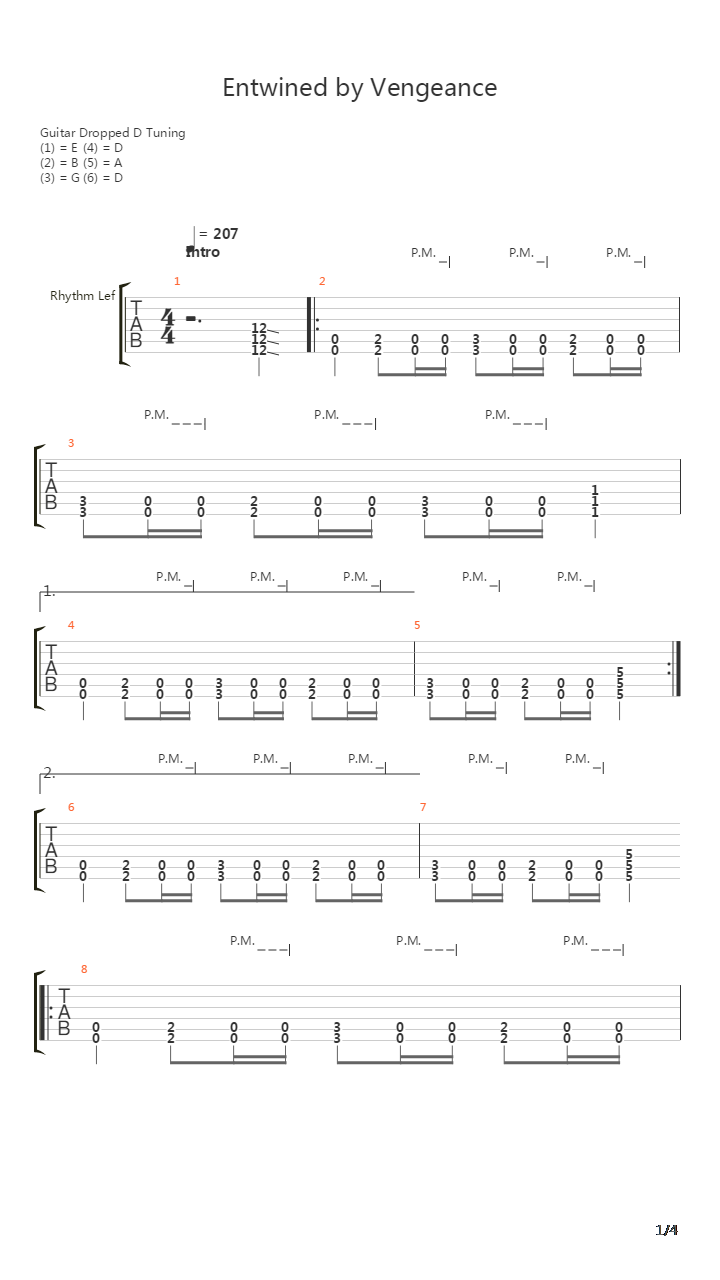 Entwined By Vengeance吉他谱