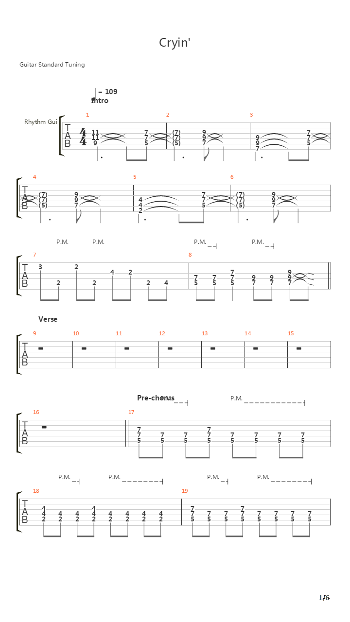 Cryin吉他谱