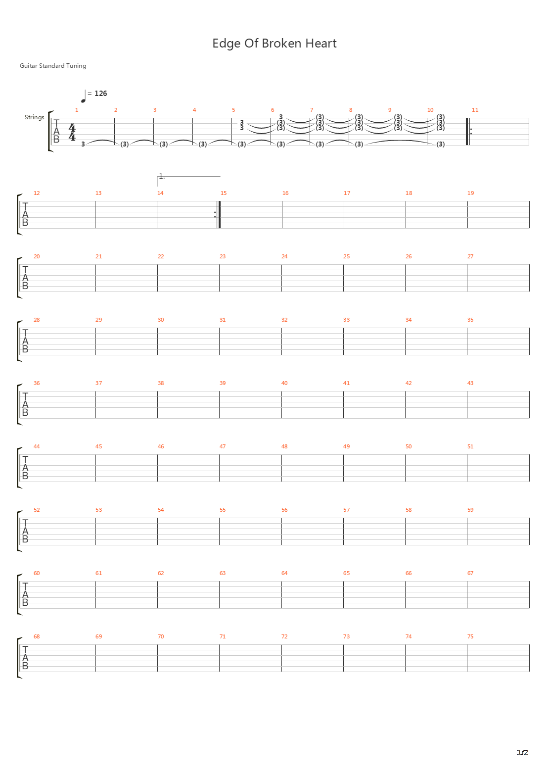 Edge Of A Broken Heart吉他谱