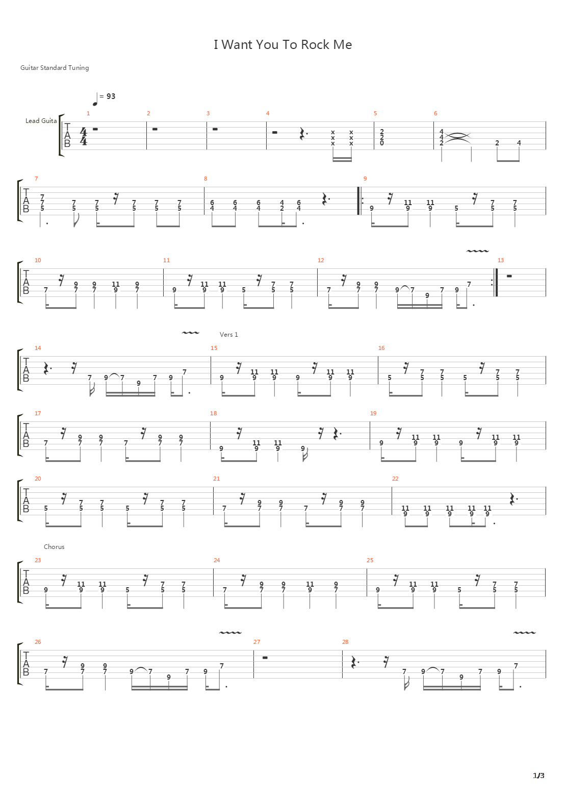 I Want You To Rock Me吉他谱