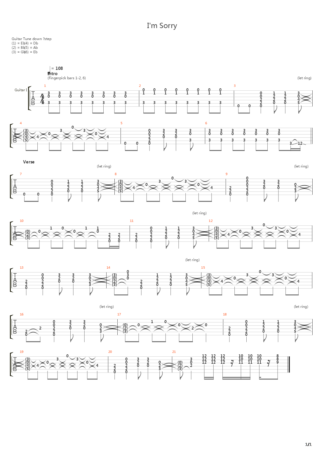 Im Sorry吉他谱