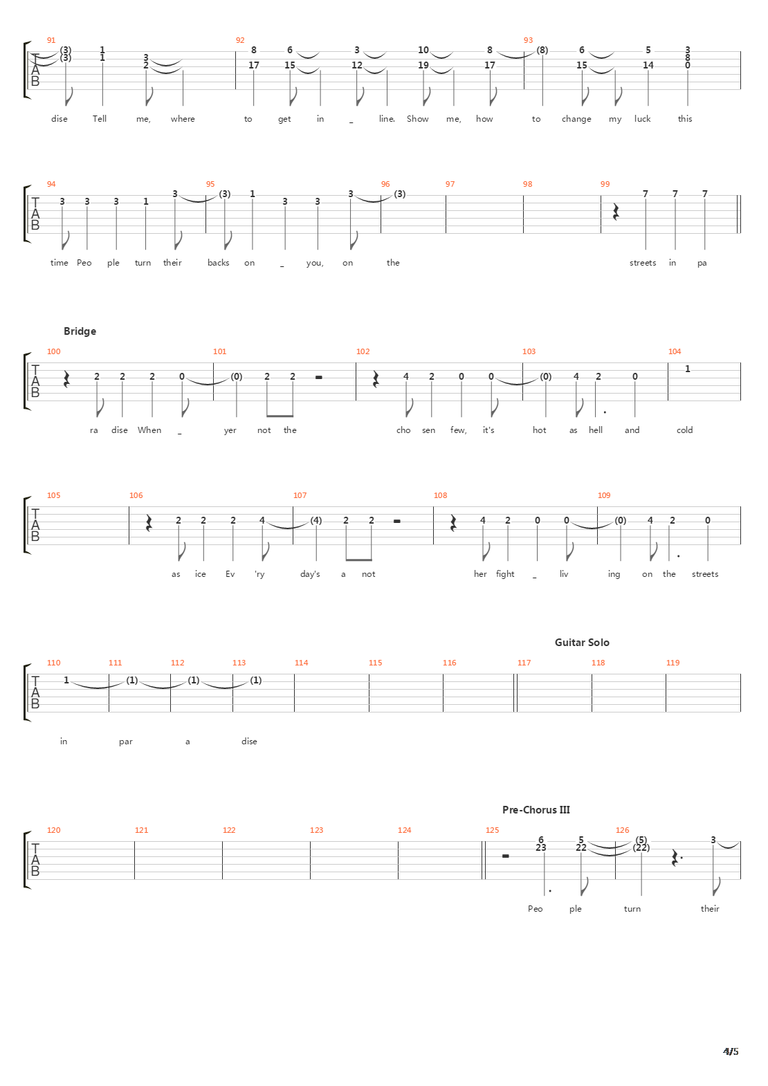 Streets In Paradise吉他谱