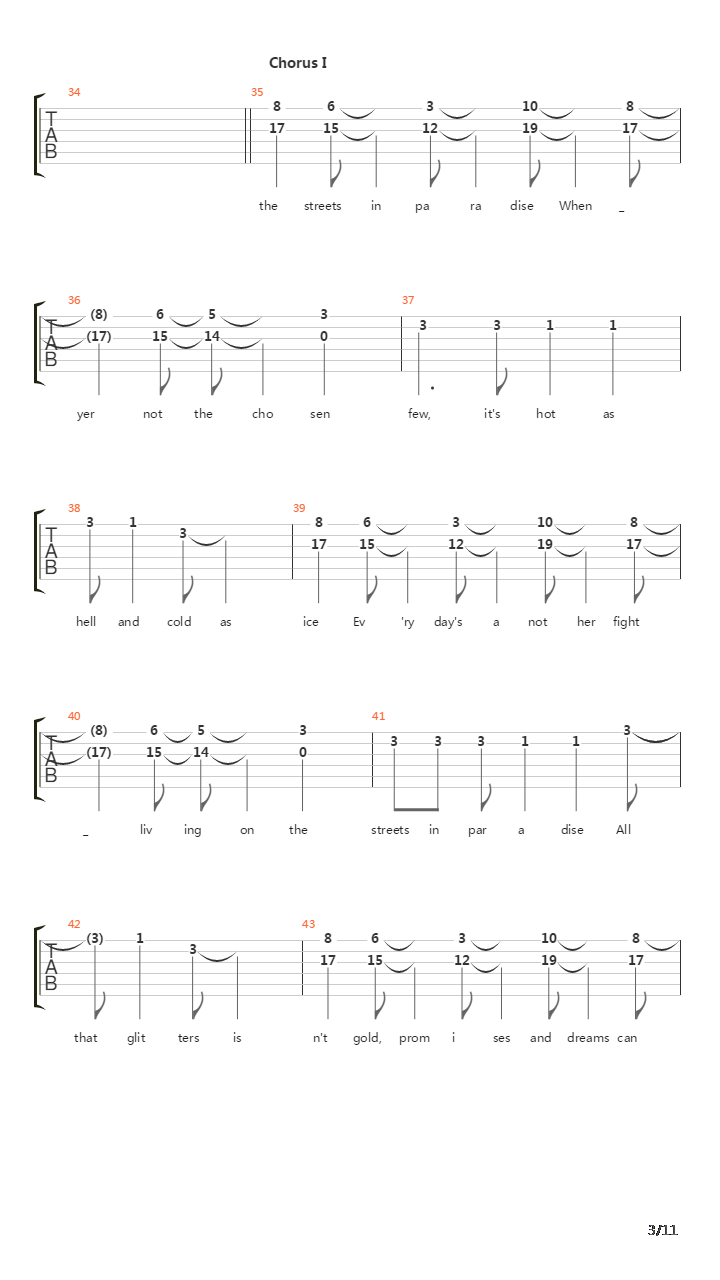 Streets In Paradise吉他谱