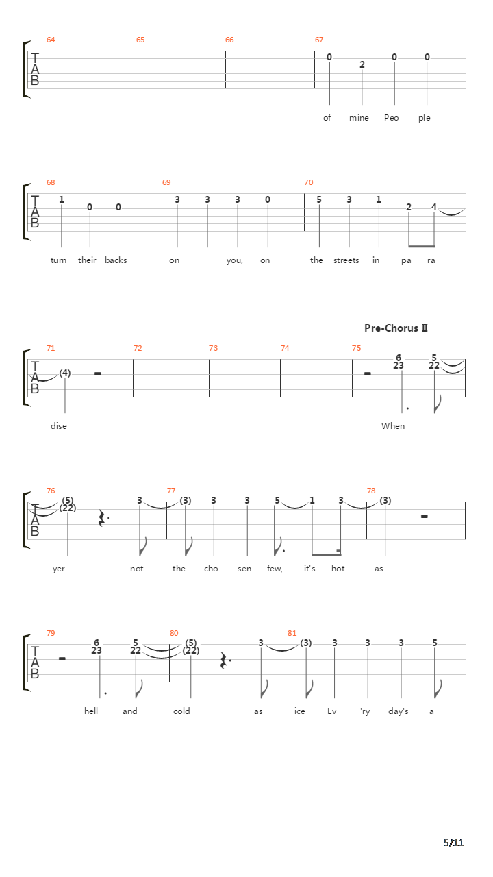 Streets In Paradise吉他谱