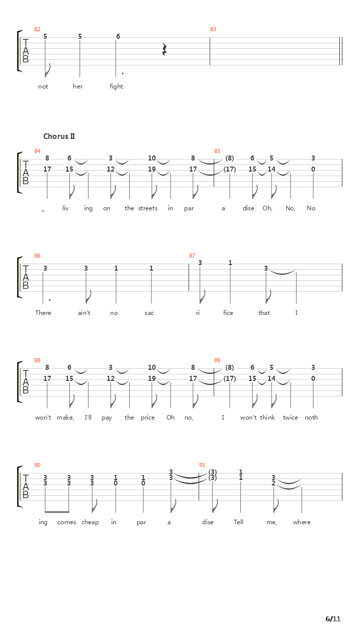 Streets In Paradise吉他谱