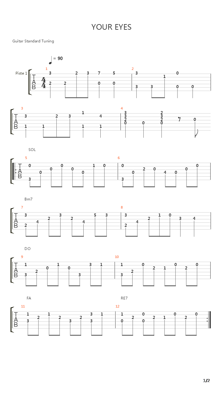 Your Eyes - La Boum Ii吉他谱