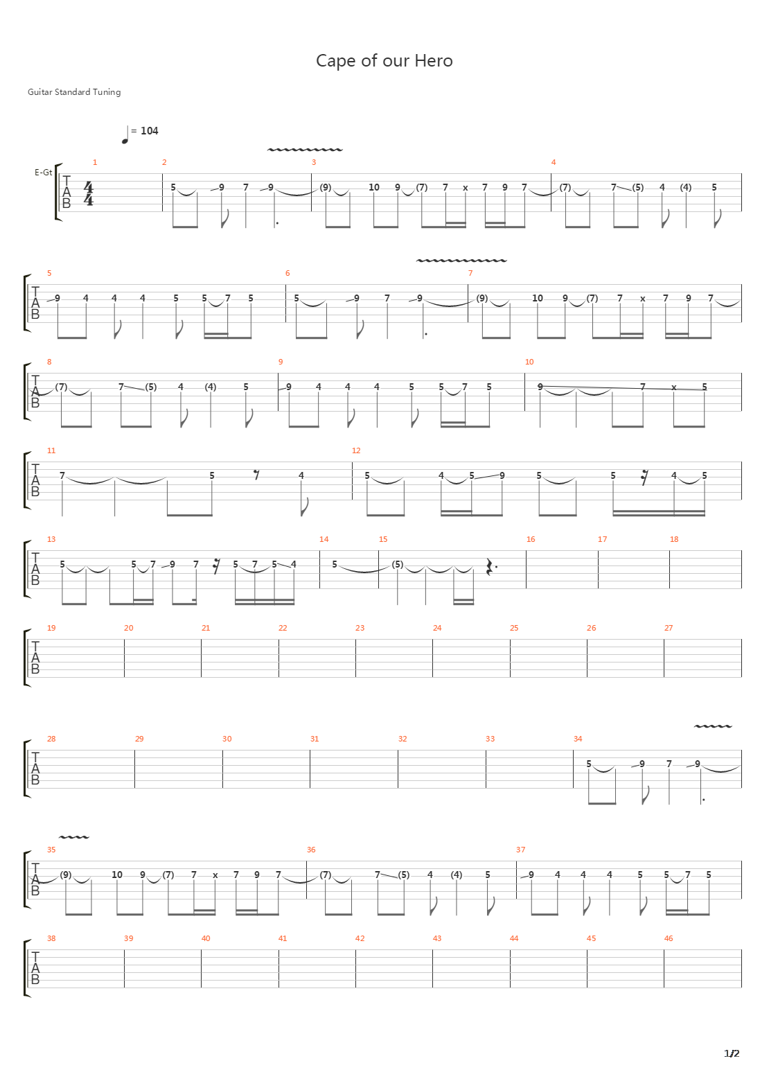 Cape Of Our Hero吉他谱