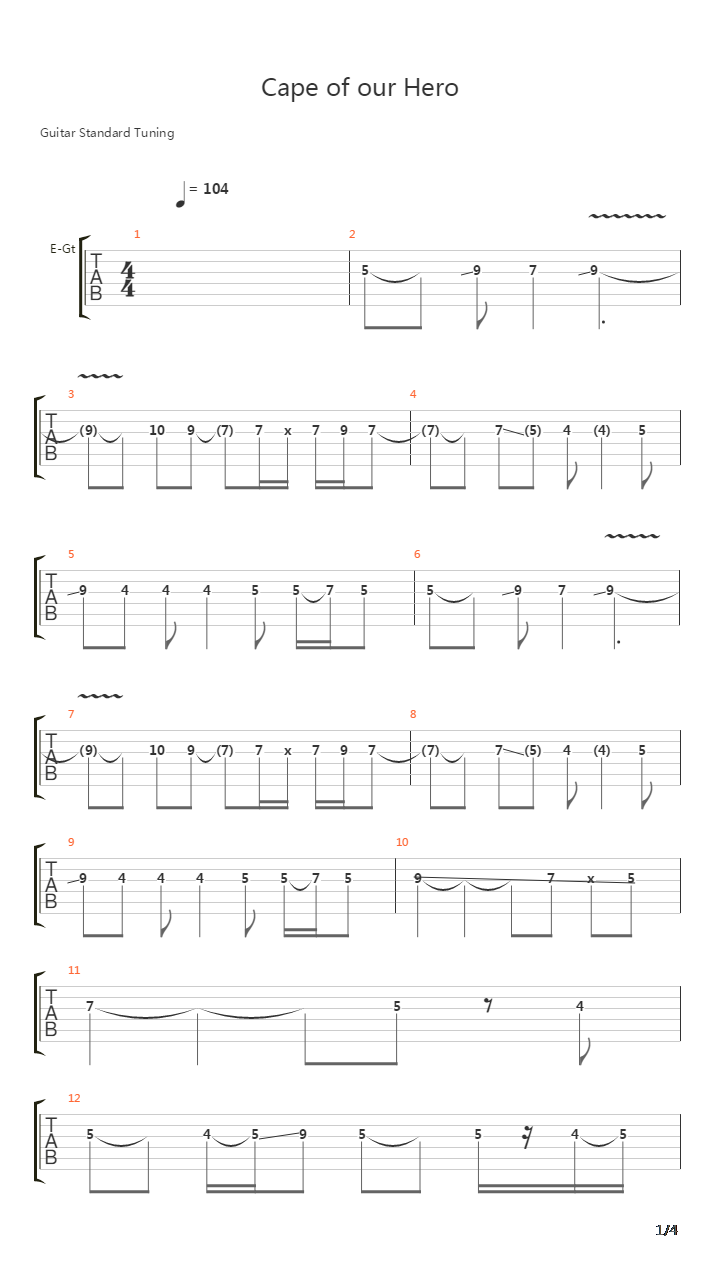 Cape Of Our Hero吉他谱