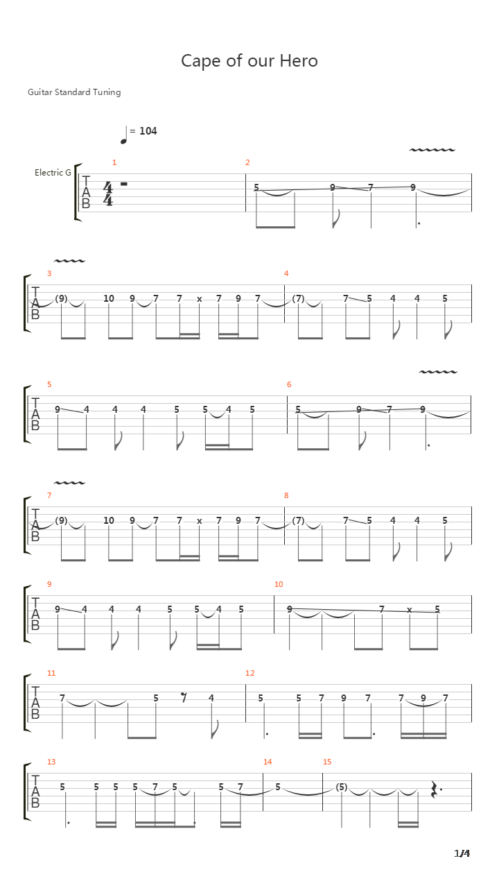 Cape Of Our Hero吉他谱