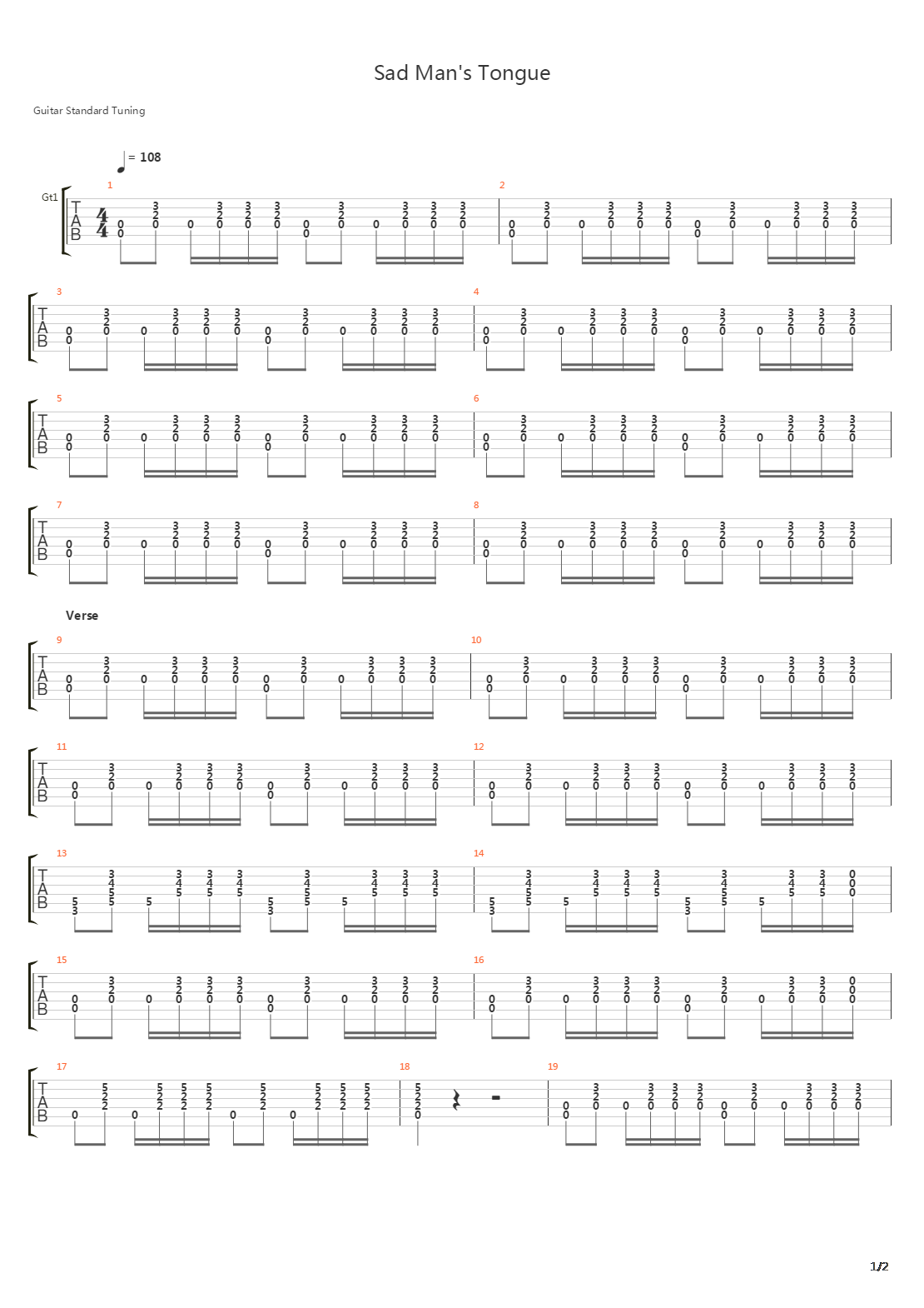 Sad Mans Tongue吉他谱
