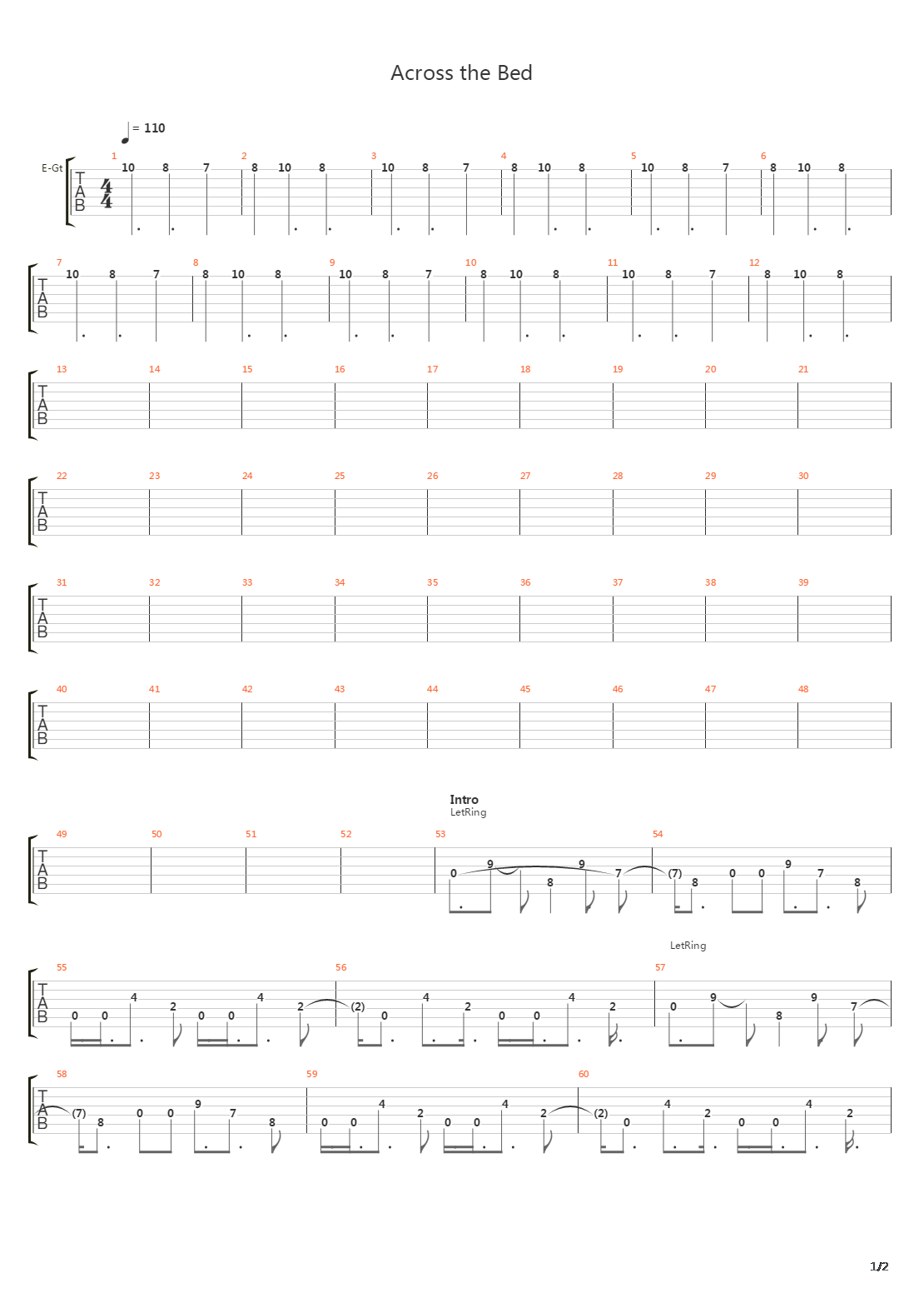 Across The Bed吉他谱